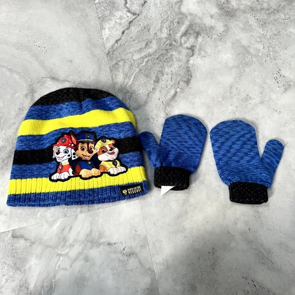 Nickelodeon Paw Patrol Toddler Boys Beanie Hat & Mittens Set 2T-5T One Size - Picture 4 of 8